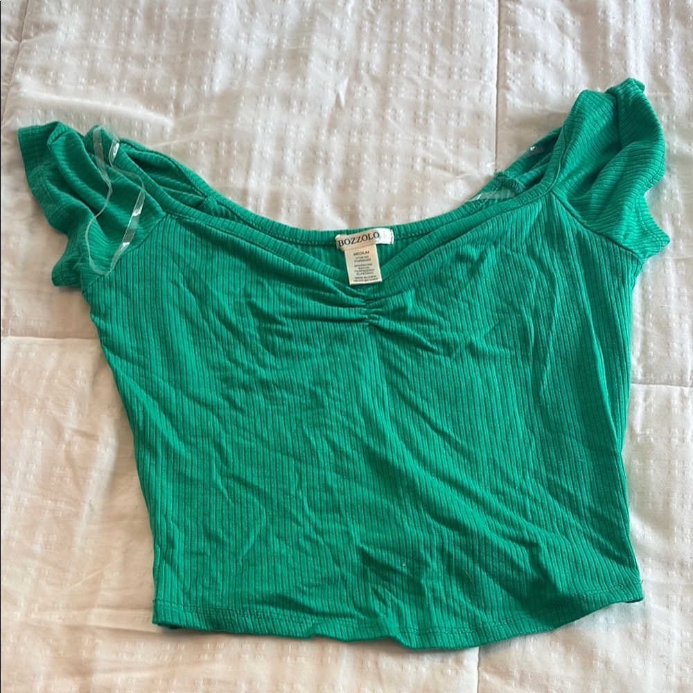 Green Off-Shoulder Top